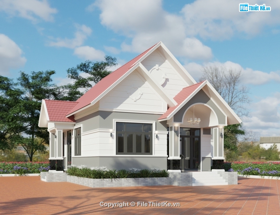 nhà cấp 4,Mẫu nhà mái Thái,cad nhà cấp 4